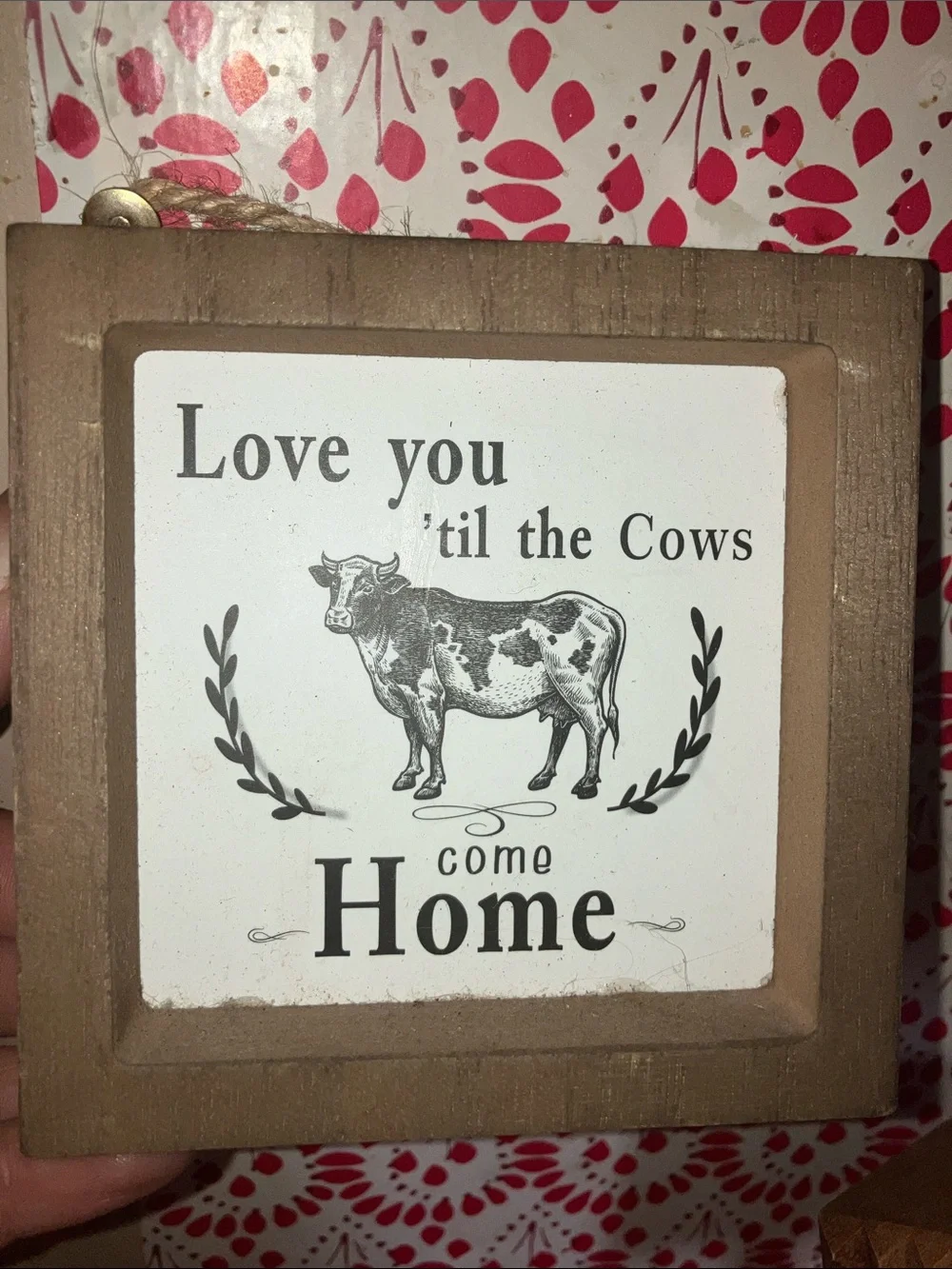 Rustic Brown Wood Cow Wall Plaque - 